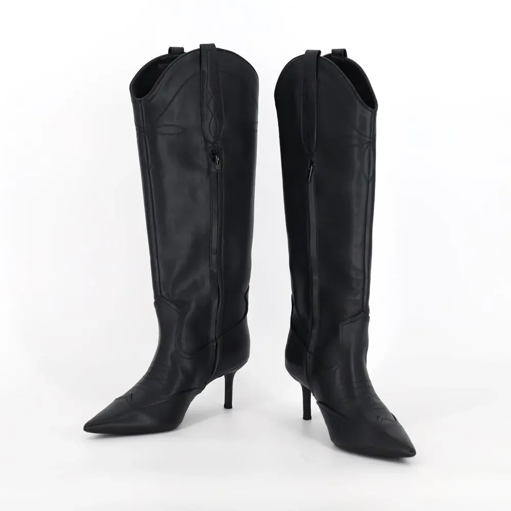 I.N.C. International Concepts Women Black Faux Leather Hayleigh Boot Size 5.5